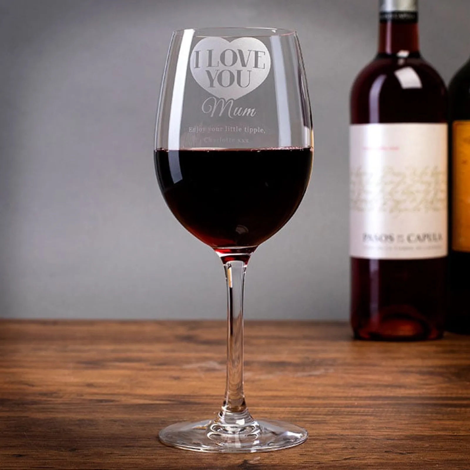 Personalised I Love You Mum Wine Glass Personalised Glasses|Glassware