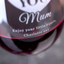 Personalised I Love You Mum Wine Glass Personalised Glasses|Glassware