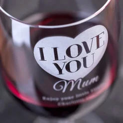 Personalised I Love You Mum Wine Glass Personalised Glasses|Glassware