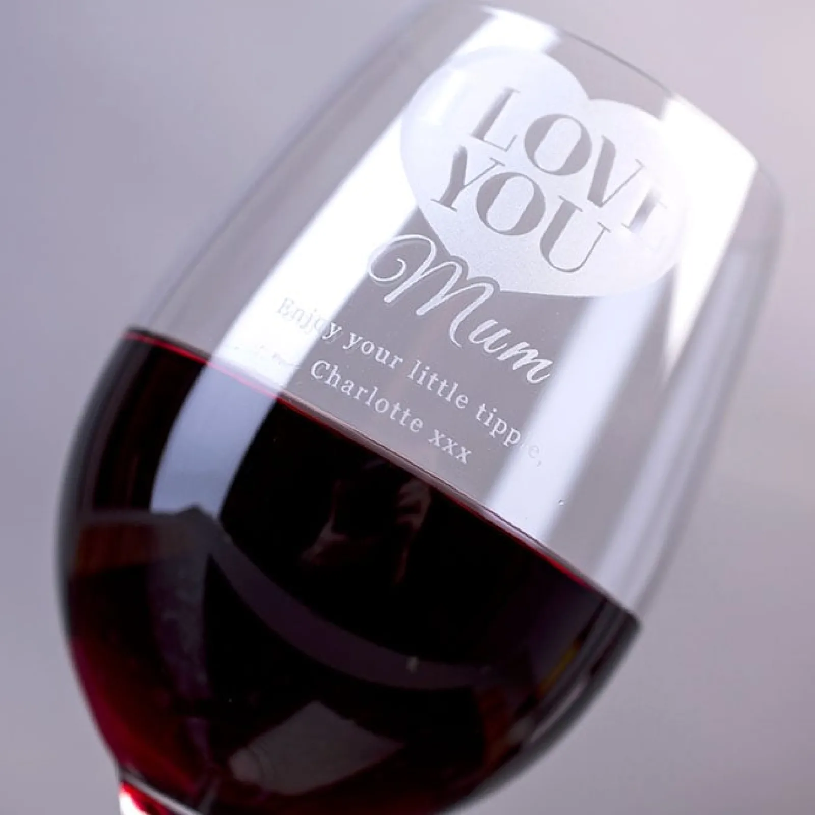 Personalised I Love You Mum Wine Glass Personalised Glasses|Glassware
