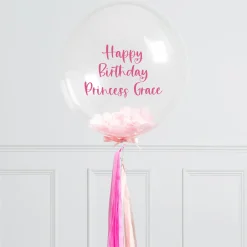 Card Factory Personalised 20-Inch Baby Pink Confetti Tassel Bubblegum Balloon - DELIVERED INFLATED!