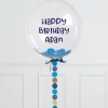 Clearance Personalised 20-Inch Blue Circle Confetti Bubblegum Balloon - DELIVERED INFLATED! Personalised Party|Baby Shower Party
