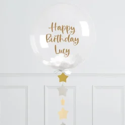 Card Factory Personalised 20-Inch Gold & Silver Star Confetti Bubblegum Balloon - DELIVERED INFLATED!