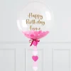 Card Factory Personalised 20-Inch Pink Heart Confetti Bubblegum Balloon - DELIVERED INFLATED!