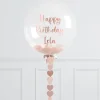 Card Factory Personalised 20-Inch Rose Gold Heart Confetti Bubblegum Balloon - DELIVERED INFLATED!