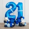 New Personalised Inflated Blue & Silver Number Balloon Stack - Choose Your Age 70Th Birthday|60Th Birthday