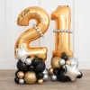 Card Factory Personalised Inflated Gold & Black Number Balloon Stack - Choose Your Age