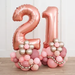 Card Factory Personalised Inflated Pink & Gold Number Balloon Stack - Choose Your Age