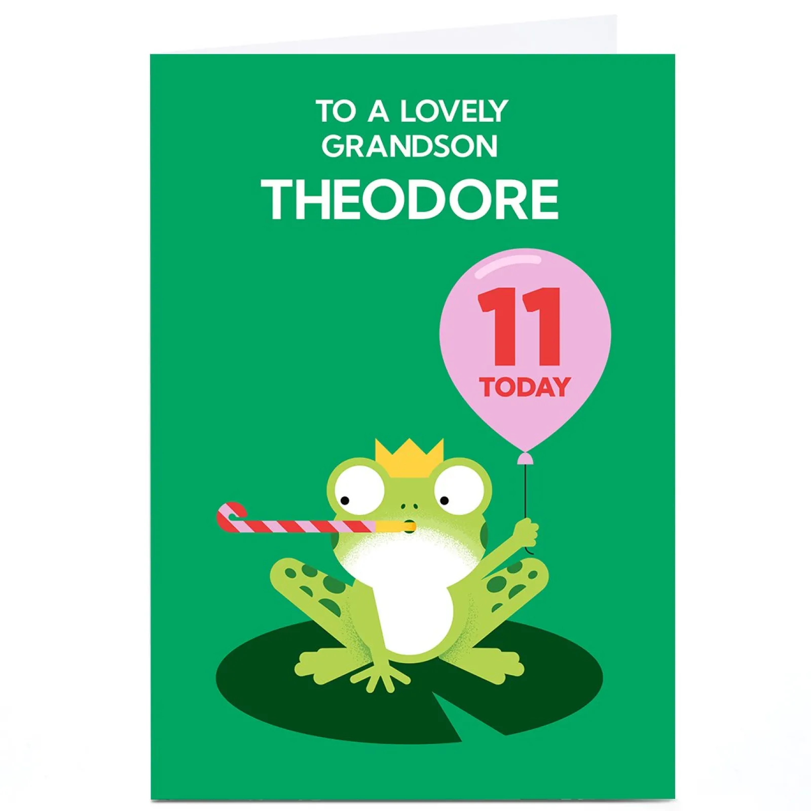 Kids Card Factory Personalised Jamie Nash Birthday Card - Frog & Balloon, Editable Age