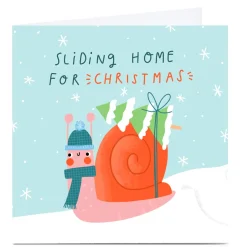 Sale Personalised Jess Moorhouse Christmas Card - Sliding Home Christmas