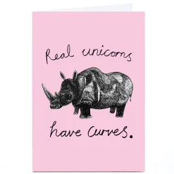 Card Factory Personalised Jolly Awesome Card - Curvy Unicorn