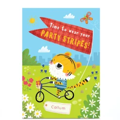 Kids Card Factory Personalised Jordan Wray Birthday Card - Party Stripes