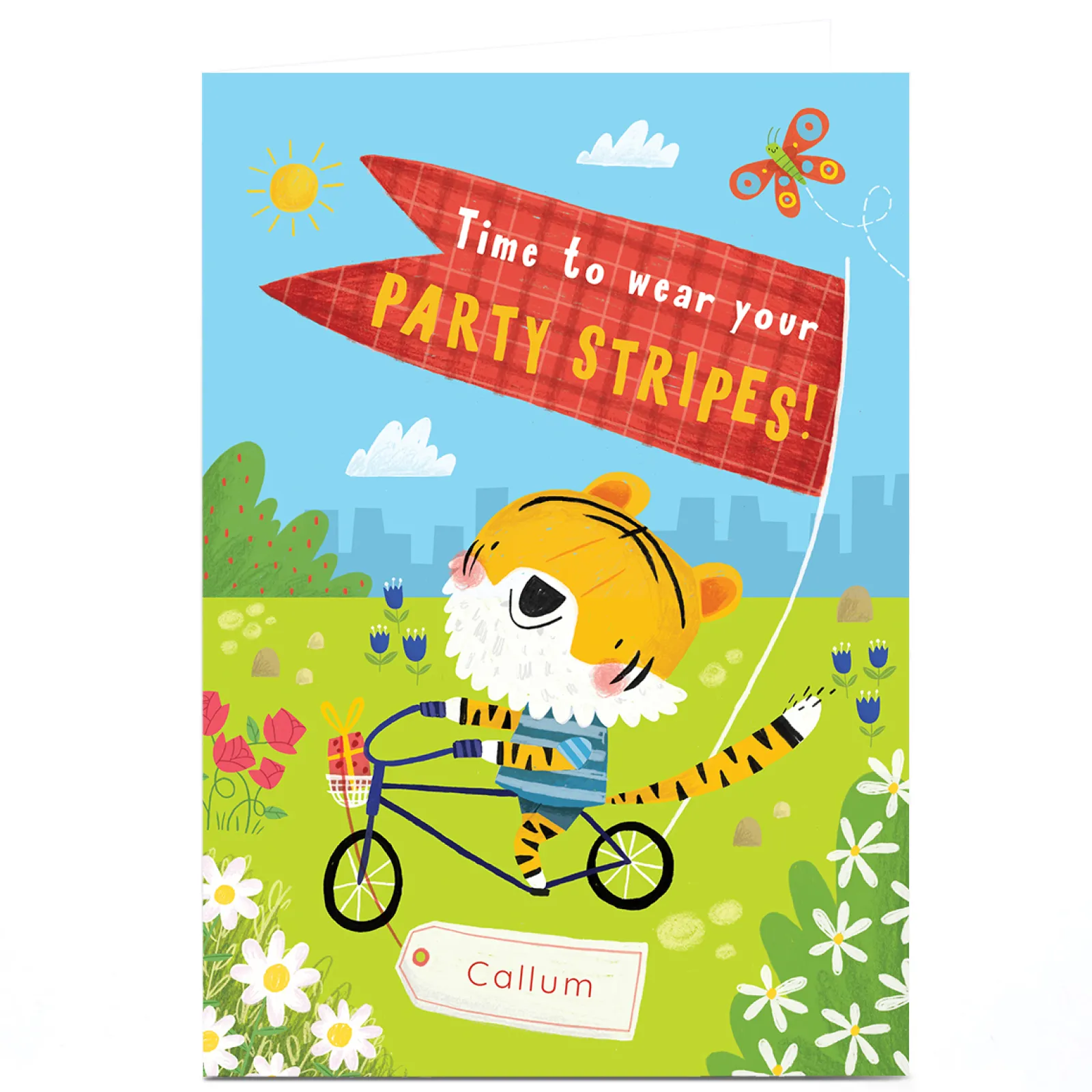 Kids Card Factory Personalised Jordan Wray Birthday Card - Party Stripes