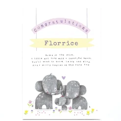 Card Factory Personalised Jordan Wray Congratulations Card - Elephants