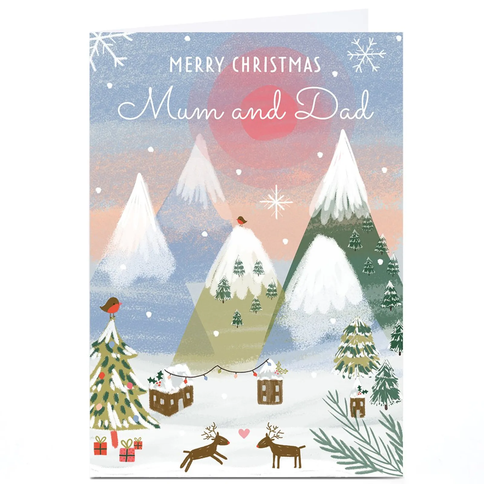 Best Personalised Juniper & Rose Christmas Card - Mum & Dad Mountains Christmas
