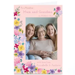 Card Factory Personalised Kerry Spurling Mother's Day Photo Card - Floral Border
