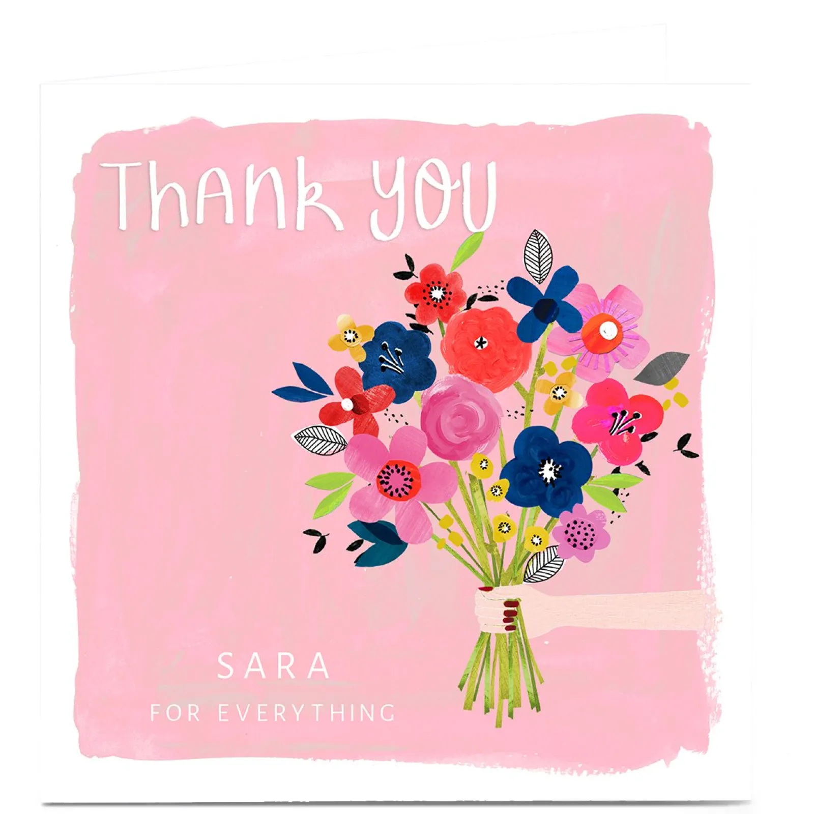 Card Factory Personalised Kerry Spurling Thank You Card - Flowers