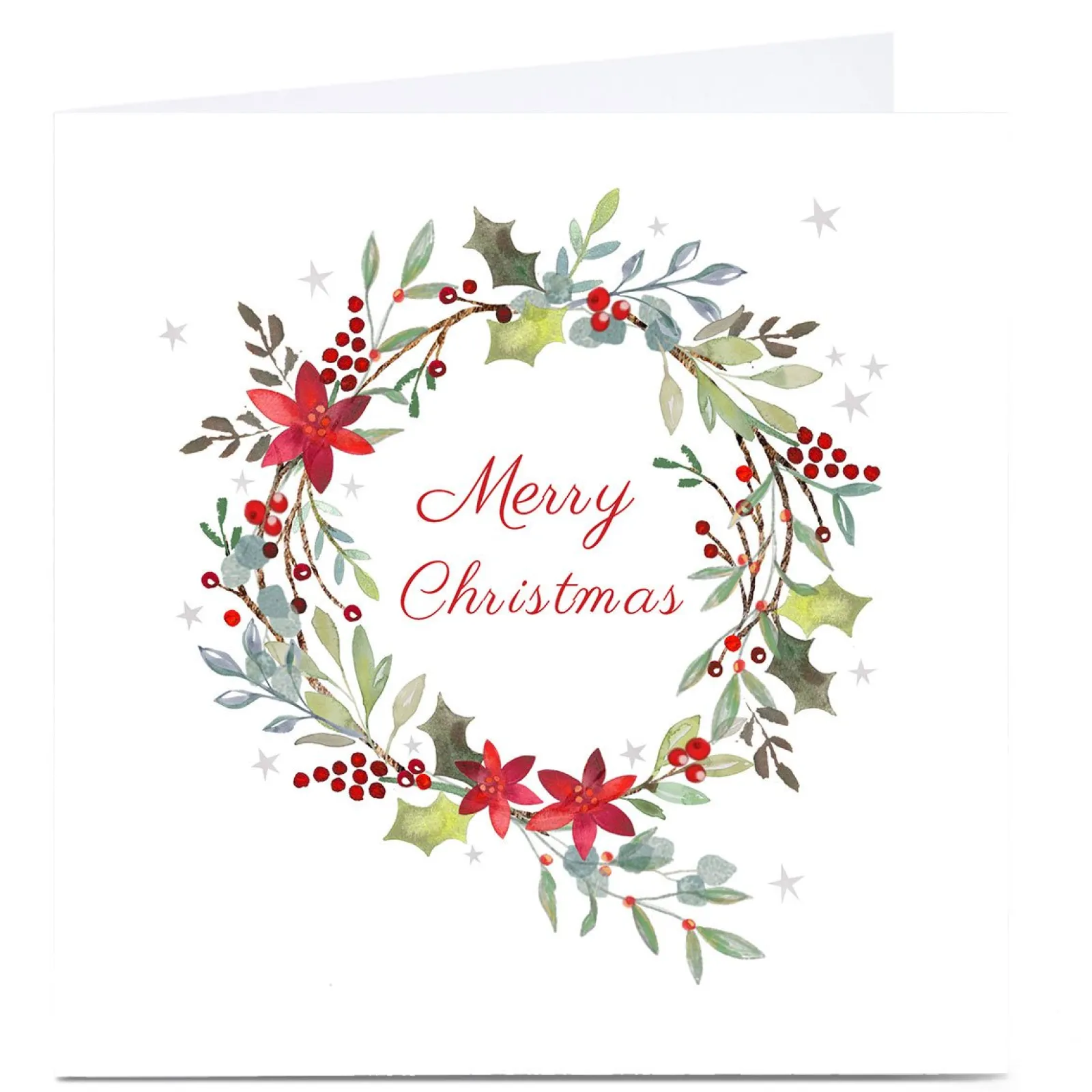 Best Personalised Kerry Spurling Christmas Card - Classic Wreath Christmas