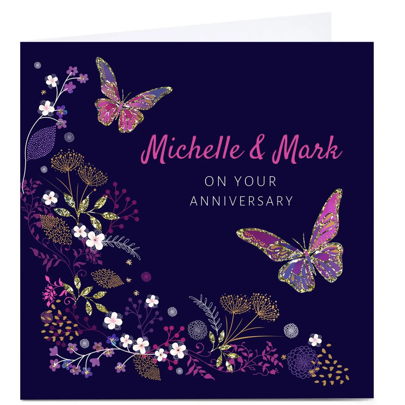 Card Factory Personalised Kerry Spurling Anniversary Card - Butterflies