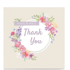 New Personalised Kerry Spurling Thank You Card - Floral Frame Thank You