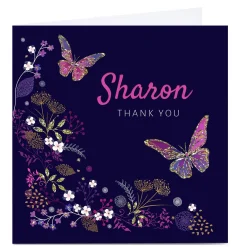 Personalised Kerry Spurling Card - Butterflies Thank You|Birthday