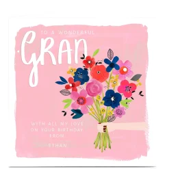 Best Personalised Kerry Spurling Birthday Card - Flowers Gran For Grandma|Premium Square