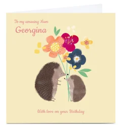 Card Factory Personalised Kerry Spurling Birthday Card - Hedgehog Mum & Baby