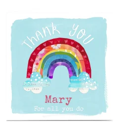 Card Factory Personalised Kerry Spurling Thank You Card - Rainbow
