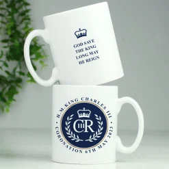 Card Factory Personalised King's Coronation Blue Crest Mug