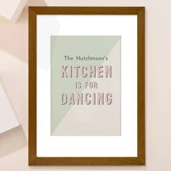 Card Factory Personalised Kitchen Is For Dancing Framed Wall Art - Family Name