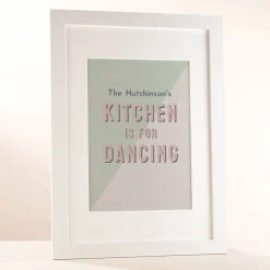 Card Factory Personalised Kitchen Is For Dancing Framed Wall Art - Family Name
