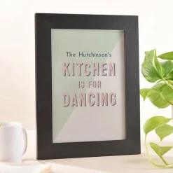 Card Factory Personalised Kitchen Is For Dancing Framed Wall Art - Family Name