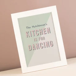 Card Factory Personalised Kitchen Is For Dancing Framed Wall Art - Family Name