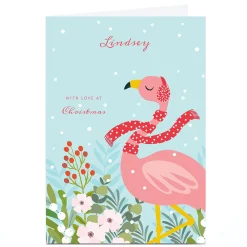 Sale Personalised Klara Hawkins Christmas Card - Flamingo Christmas
