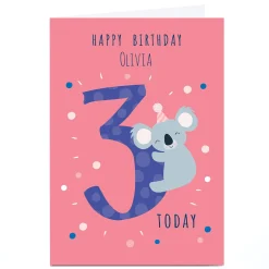Kids Card Factory Personalised Klara Hawkins 3rd Birthday Card - Koala