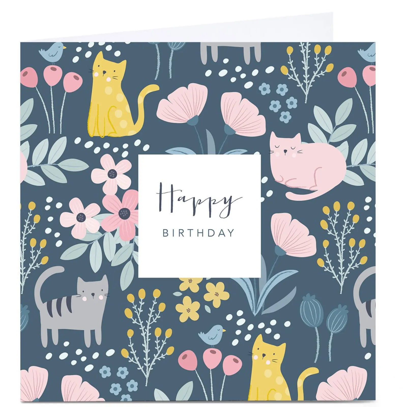 Kids Card Factory Personalised Klara Hawkins Birthday Card - Cats & Flowers