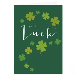 Online Personalised Klara Hawkins Good Luck Card - Green Clovers Good Luck