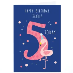 Online Personalised Klara Hawkins 5th Birthday Card - Flamingo Kids For Sister|For Niece