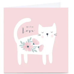 Personalised Klara Hawkins Card - With Love, Floral Cat Kids Any Occasion|Retirement