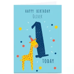 Outlet Personalised Klara Hawkins 1st Birthday Card - Giraffe Kids For Son|For Nephew