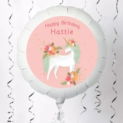 Kids Card Factory Personalised Large Helium Balloon - Floral Unicorn
