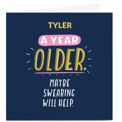 Card Factory Personalised Larger than Life Birthday Card - Swearing Helps