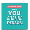 Card Factory Personalised Larger than Life Thank You Card - Amazing Person