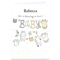 Online Personalised Leaving Card - Baby Clothes New Baby|Leaving