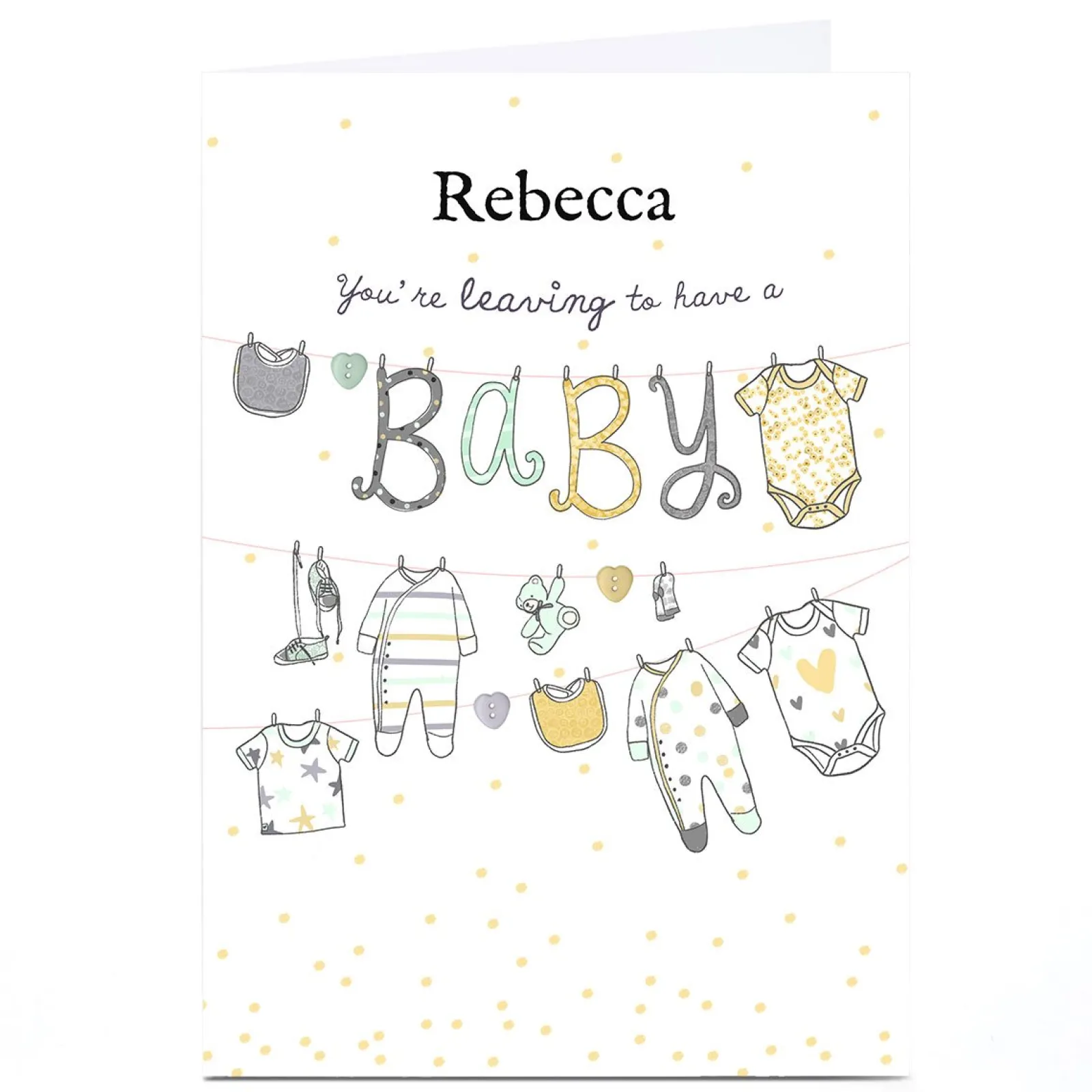 Online Personalised Leaving Card - Baby Clothes New Baby|Leaving