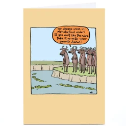 Card Factory Personalised Lee Fearnley Card - Wildebeest Crossing A River