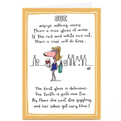 Card Factory Personalised Lee Fearnley Card - A Nice Glass Of Wine