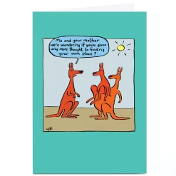 Online Personalised Lee Fearnley Card - Kangaroo Leave Home Funny|Any Occasion