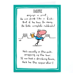 Clearance Personalised Lee Fearnley Card - Enjoys A Pint Funny|Congratulations