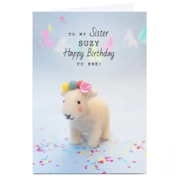 Card Factory Personalised Lemon & Sugar Card - Happy Birthday to Ewe
